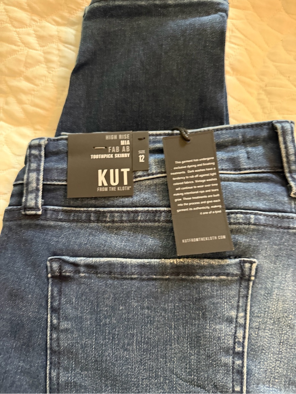 KUT from the Kloth Mia High Rise Toothpick Skinny Jeans 12 NWT